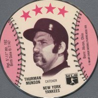 1976 Buckman Discs # Thurman Munson Baseball Card
