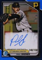 2024 Bowman Chrome Prospect Autographs #CPAPS Paul Skenes Blue Refractor Baseball Card