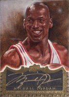2016 Upper Deck All-Time Greats Master Collection Masterful Paintings Autographs 1/1 #MJ Michael Jordan Portrait-White Jersey Basketball Card