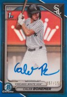 2024 Bowman Draft Chrome Prospect Autographs #CPACBO Caleb Bonemer Blue Refractor Baseball Card