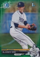 2017 Bowman Draft #BDC25 MacKenzie Gore Chrome-Wearing Glove-Green Refractor Baseball Card