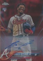 2018 Topps Chrome Update #HMT25 Ronald Acuna Jr. Autograph-Red Refractor Baseball Card