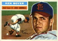1956 Topps #14 Ken Boyer White Back Baseball Card