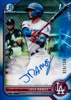 2022 Bowman Chrome Prospect Autographs #CPAJRS Jose Ramos Blue Refractor Baseball Card