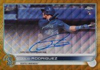 2022 Topps Chrome Rookie Autographs #RAJRO Julio Rodriguez Gold Wave Refractor Baseball Card