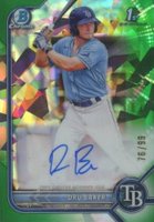 2022 Bowman Chrome Prospect Autographs #CPADB Dru Baker Green Atomic Refractor Baseball Card
