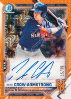 2021 Bowman Mega Box Chrome Autographs #BMAPC Pete Crow-Armstrong Orange Refractor Baseball Card