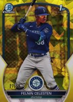 2023 Bowman Chrome Sapphire Edition Prospects #156 Felnin Celesten Yellow Baseball Card