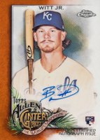 2022 Topps Allen & Ginter Chrome Autographs #BWJ Bobby Witt Jr Orange Refractor Baseball Card