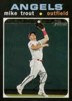 2020 Topps Heritage #466 Mike Trout Action Baseball Card