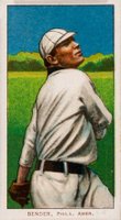 1909 White Borders Piedmont & Sweet Caporal #33 Chief Bender Pitching-Trees In Background Baseball Card