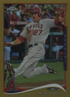 2014 Topps Chrome #1 Mike Trout Sliding-Gold Refractor Baseball Card
