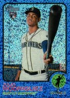 2022 Topps Heritage #700 Julio Rodriguez Chrome-Blue Sparkle Refractor Baseball Card