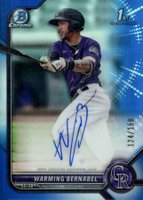 2022 Bowman Chrome Prospect Autographs #CPAWB Warming Bernabel Blue Refractor Baseball Card