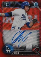 2016 Bowman Draft Chrome Draft Picks Autographs #CDAGL Gavin Lux Red Wave Refractor Baseball Card