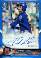 2018 Bowman Draft Chrome Draft Picks Autographs #CDAJK Jarred Kelenic Blue Wave Refractor Baseball Card