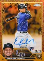 2023 Topps Gilded Collection Topps Chrome Gold Etch Autographs #CGAET Ezequiel Tovar Rose Gold Baseball Card