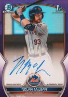2023 Bowman Draft Chrome Prospect Autograph #CDANM Nolan McLean Purple Refractor Baseball Card