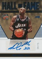 2022 Panini Chronicles Hall of Fame Autographs #HOFKMU Karl Malone Blue Basketball Card