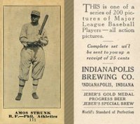 1916 Indianapolis Brewing #171 Amos Strunk Baseball Card