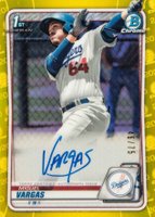 2020 Bowman Chrome Prospect Autographs #CPAMV Miguel Vargas Yellow Refractor Baseball Card