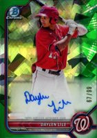 2022 Bowman Chrome Prospect Autographs #CPADL Daylen Lile Green Atomic Refractor Baseball Card