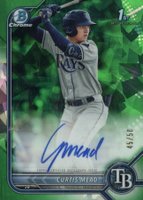 2022 Bowman Sapphire Edition Chrome Prospect Autographs #CM Curtis Mead Green Baseball Card