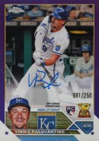 2023 Topps Chrome Rookie Autograph #RAVP Vinnie Pasquantino Purple Baseball Card