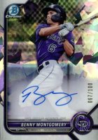 2022 Bowman Chrome Prospect Autographs #CPABMY Benny Montgomery Atomic Refractor Baseball Card
