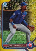 2022 Bowman Mega Box Chrome #66 Cristian Hernandez Yellow Refractor Baseball Card