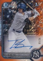 2022 Bowman Chrome Prospect Autographs #CPATS Trey Sweeney Orange Shimmer Refractor Baseball Card