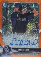 2018 Bowman Chrome Prospects Autographs #CPASHI Sam Hilliard Orange Shimmer Baseball Card