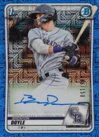 2020 Bowman Chrome Prospect Autographs #CPABD Brenton Doyle Choice Refractor Baseball Card