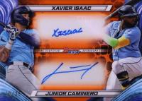 2024 Bowman's Best Dual Autographs #DAIC Junior Caminero/Xavier Isaac Orange Refractor Baseball Card