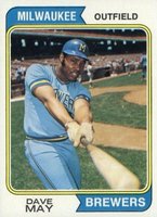 1974 Topps #12 Dave May Baseball Card
