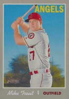 2019 Topps Heritage #485 Mike Trout Error-No black ink Baseball Card