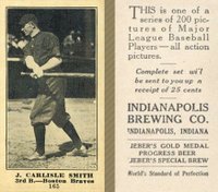 1916 Indianapolis Brewing #165 J. Carlisle Smith Baseball Card