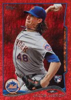 2014 Topps Update #US50 Jacob DeGrom Throwing-Red Hot Foil Baseball Card