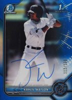 2022 Bowman Chrome Prospect Autographs #CPAKW Kahlil Watson Blue Refractor Baseball Card