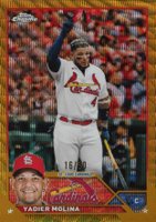 2023 Topps Chrome #14 Yadier Molina Gold Wave Refractor Baseball Card