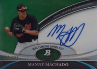 2011 Bowman Platinum Prospects Autographs #MM Manny Machado Green Refractor Baseball Card
