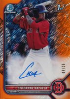 2022 Bowman Chrome Prospect Autographs #CPACRL Ceddanne Rafaela Orange Shimmer Refractor Baseball Card