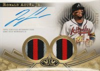 2023 Topps Tier One Autographed Relics #T1ARRAC Ronald Acuna Jr. Dual Patch Baseball Card