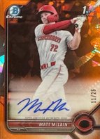 2022 Bowman Sapphire Edition Chrome Prospect Autographs #MM Matt Mclain Orange Baseball Card
