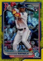 2024 Bowman Chrome Mega Box #5 Ceddanne Rafaela Yellow Refractor Baseball Card