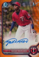 2022 Bowman Chrome Prospect Autographs #CPAYMS Yasser Mercedes Orange Wave Refractor Baseball Card
