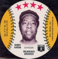 1976 MSA Sports Discs # Henry Aaron Blank Back Baseball Card