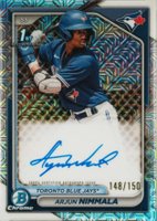2024 Bowman Chrome Prospect Autographs #CPAAN Arjun Nimmala Hta Choice Refractor Baseball Card