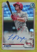 2020 Bowman Chrome Prospect Autographs #CPALOH Logan O'Hoppe Gold Refractor Baseball Card