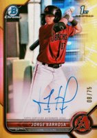 2022 Bowman Chrome Prospect Autographs #CPAJBA Jorge Barrosa Yellow Refractor Baseball Card